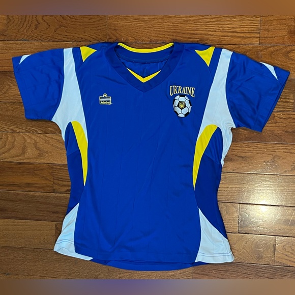 Admiral Women’s Ukraine Soccer Jersey Blue White Yellow Large Preowned - Picture 1 of 7